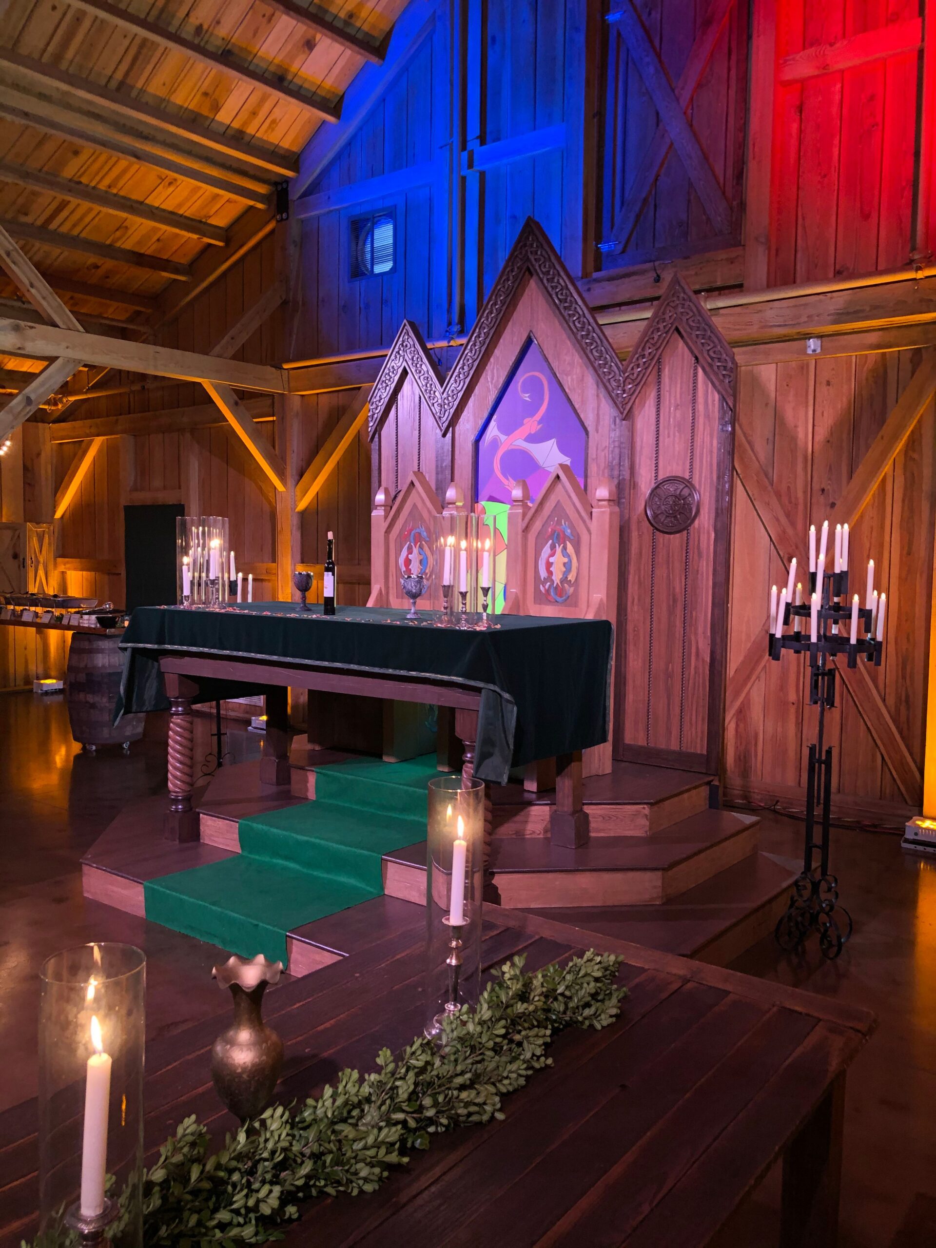 Dias, throne and backdrop