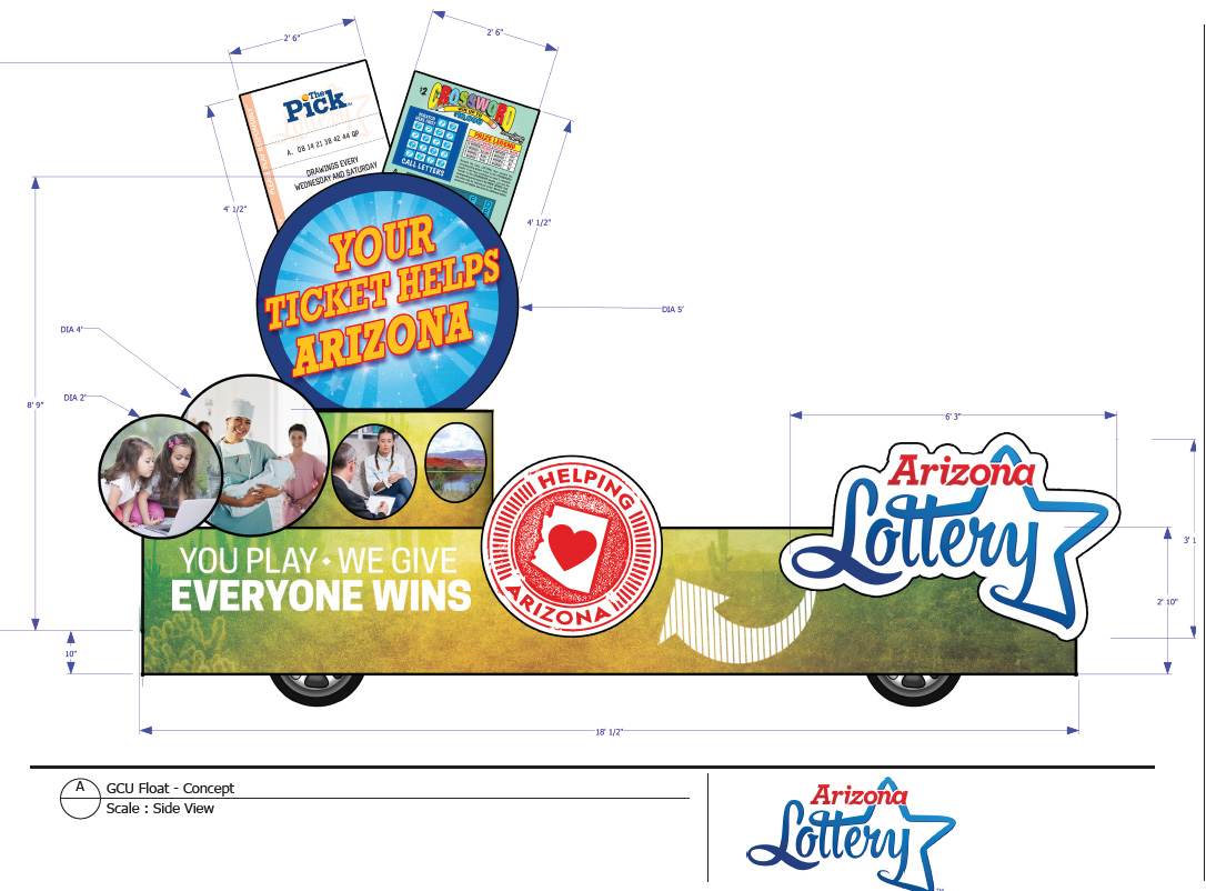 Arizona Lottery Float detailed design